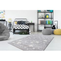 Detský kusový koberec s hviezdičkami Amigo 329 strieborný