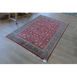 Krásny hodvábny červeno čierny koberec Kašmír 18/18