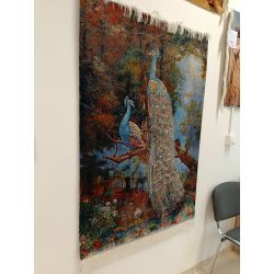 Iránsky hodvábny obrazový koberec Peacock Qom D407/5