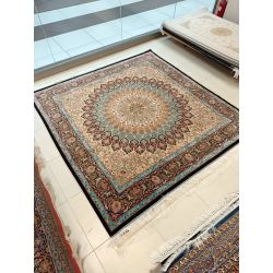 Iránsky hodvábny štvorcový koberec Ahoora Venus Qom 2 x 2m