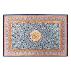 Iránsky hodvábny strojový koberec Soltanieh Qom  svetlo modrá